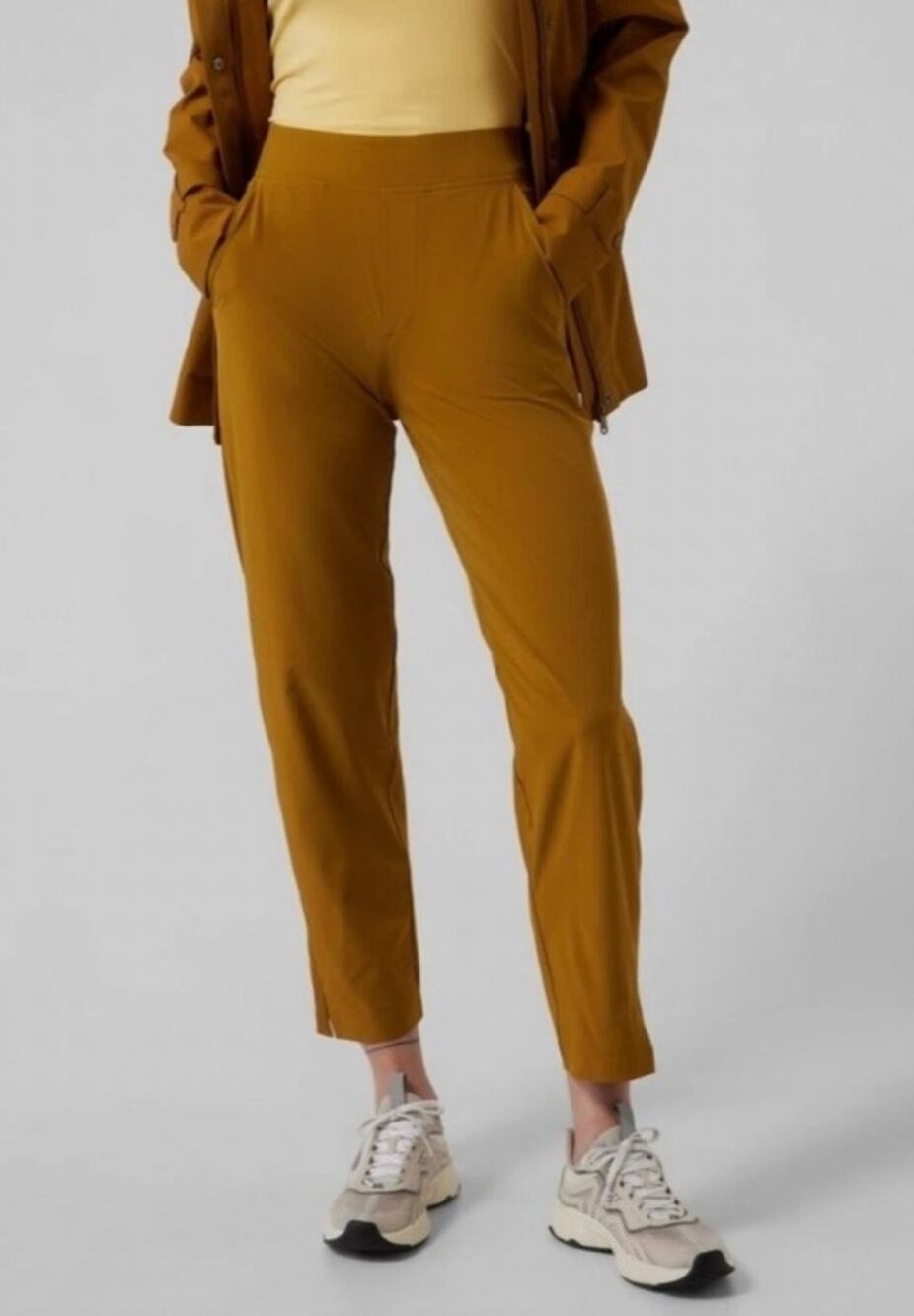 ATHLETA Womens Brooklyn Mid Rise Ankle Pants Size 4 Gold Brass Gold Knit NWOT